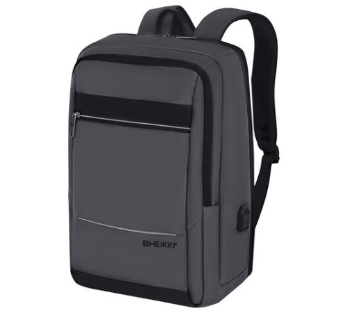 Рюкзак HEIKKI ELECT (ХЕЙКИ) универсальный, отделение для ноутбука, USB-порт, серый, 44х30х16 см, 273863