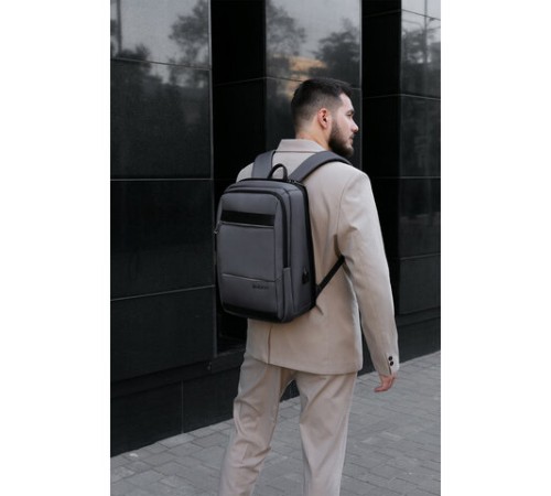 Рюкзак HEIKKI ELECT (ХЕЙКИ) универсальный, отделение для ноутбука, USB-порт, серый, 44х30х16 см, 273863