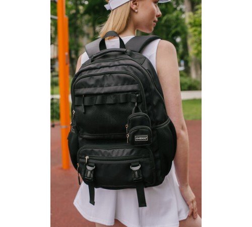 Рюкзак HEIKKI FUSION (ХЕЙКИ) универсальный, отделение для ноутбука, с КОШЕЛЬКОМ, черный, 44х31х14 см, 273864