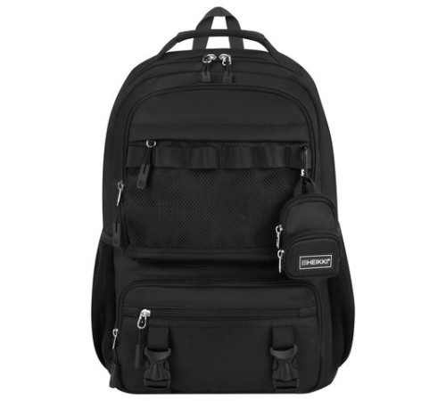 Рюкзак HEIKKI FUSION (ХЕЙКИ) универсальный, отделение для ноутбука, с КОШЕЛЬКОМ, черный, 44х31х14 см, 273864