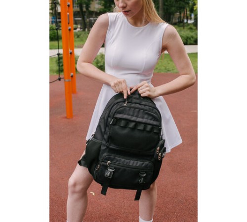 Рюкзак HEIKKI FUSION (ХЕЙКИ) универсальный, отделение для ноутбука, с КОШЕЛЬКОМ, черный, 44х31х14 см, 273864