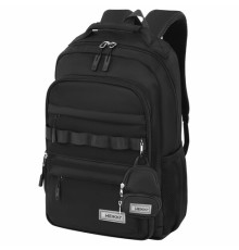 Рюкзак HEIKKI FUSION (ХЕЙКИ) универсальный, 2 отделения, отделение для ноутбука, c КОШЕЛЬКОМ, черный, 44х31х14 см, 273866