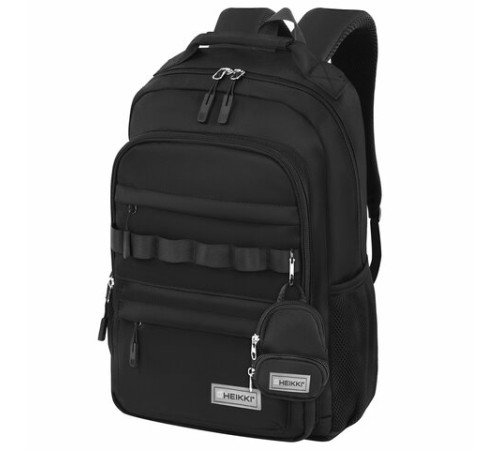 Рюкзак HEIKKI FUSION (ХЕЙКИ) универсальный, 2 отделения, отделение для ноутбука, c КОШЕЛЬКОМ, черный, 44х31х14 см, 273866