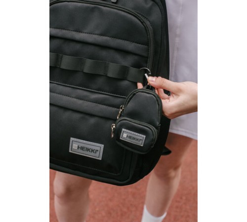Рюкзак HEIKKI FUSION (ХЕЙКИ) универсальный, 2 отделения, отделение для ноутбука, c КОШЕЛЬКОМ, черный, 44х31х14 см, 273866