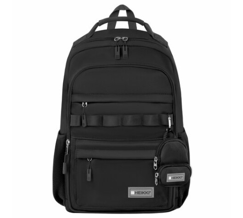 Рюкзак HEIKKI FUSION (ХЕЙКИ) универсальный, 2 отделения, отделение для ноутбука, c КОШЕЛЬКОМ, черный, 44х31х14 см, 273866
