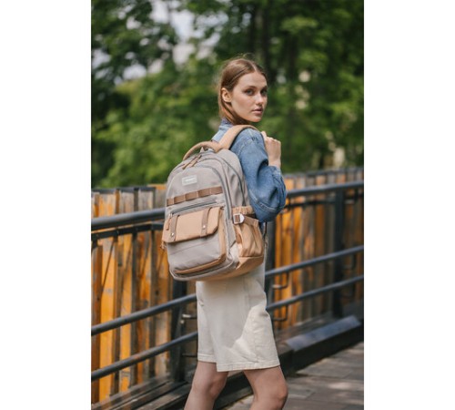 Рюкзак HEIKKI GOODLY (ХЕЙКИ) универсальный, 2 отделения, отделение для ноутбука, бежевый, 46x33x18 см, 273868