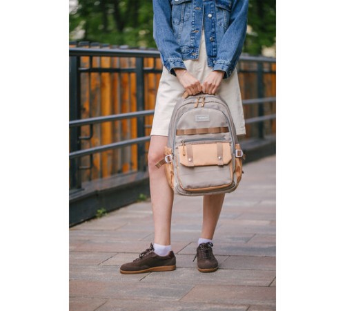 Рюкзак HEIKKI GOODLY (ХЕЙКИ) универсальный, 2 отделения, отделение для ноутбука, бежевый, 46x33x18 см, 273868