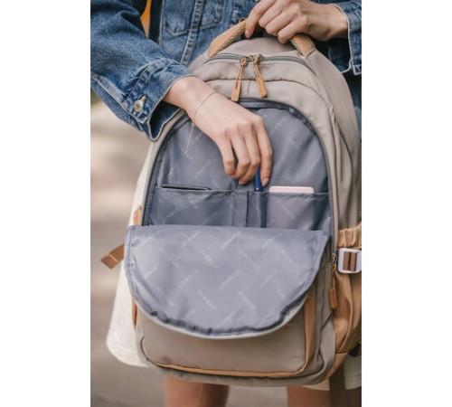 Рюкзак HEIKKI GOODLY (ХЕЙКИ) универсальный, 2 отделения, отделение для ноутбука, бежевый, 46x33x18 см, 273868