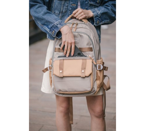 Рюкзак HEIKKI GOODLY (ХЕЙКИ) универсальный, 2 отделения, отделение для ноутбука, бежевый, 46x33x18 см, 273868