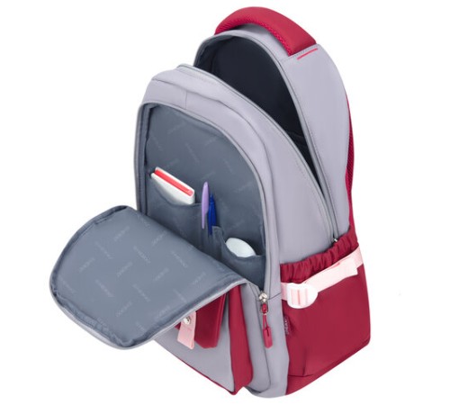 Рюкзак HEIKKI GOODLY (ХЕЙКИ) универсальный, 2 отделения, отделение для ноутбука, серый/красный, 46x33x18 см, 273869