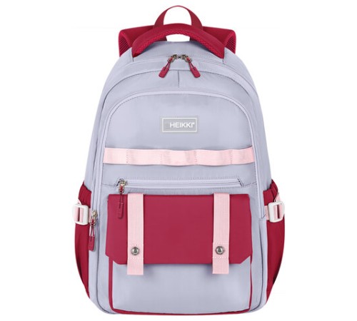 Рюкзак HEIKKI GOODLY (ХЕЙКИ) универсальный, 2 отделения, отделение для ноутбука, серый/красный, 46x33x18 см, 273869