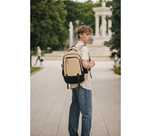 Рюкзак HEIKKI VALUABLE (ХЕЙКИ) универсальный, 2 отделения, отделение для ноутбука, бежевый, 48x33x19 см, 273870
