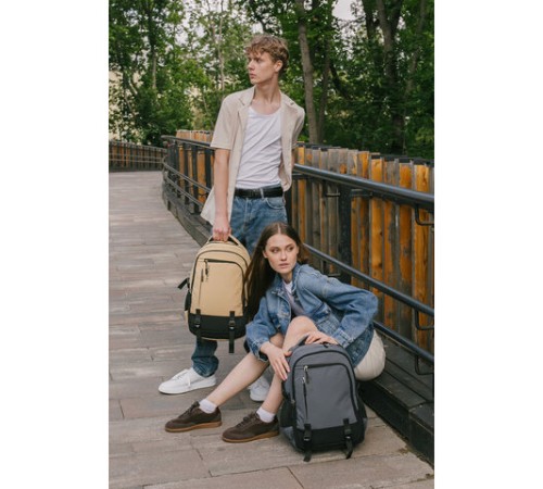 Рюкзак HEIKKI VALUABLE (ХЕЙКИ) универсальный, 2 отделения, отделение для ноутбука, бежевый, 48x33x19 см, 273870