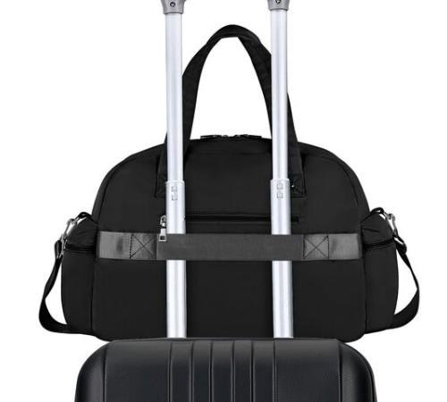 Сумка дорожная HEIKKI HANDY (ХЕЙКИ), карман на молнии, багажная лента, черная, 43х16х30 см, 273873