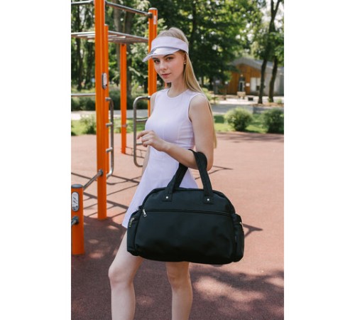 Сумка дорожная HEIKKI HANDY (ХЕЙКИ), карман на молнии, багажная лента, черная, 43х16х30 см, 273873