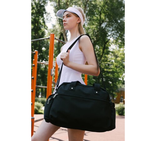 Сумка дорожная HEIKKI HANDY (ХЕЙКИ), карман на молнии, багажная лента, черная, 43х16х30 см, 273873