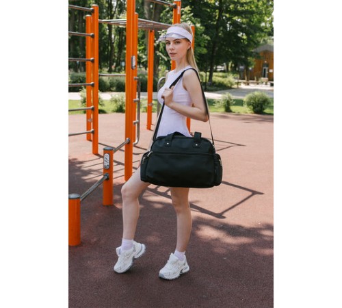 Сумка дорожная HEIKKI HANDY (ХЕЙКИ), карман на молнии, багажная лента, черная, 43х16х30 см, 273873