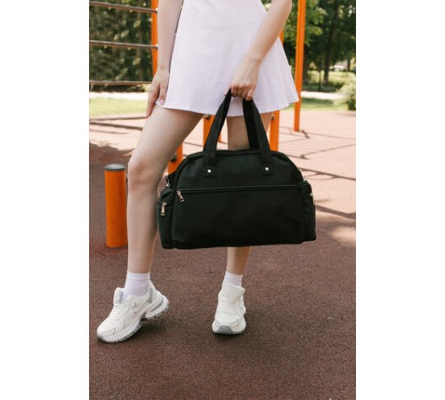 Сумка дорожная HEIKKI HANDY (ХЕЙКИ), карман на молнии, багажная лента, черная, 43х16х30 см, 273873