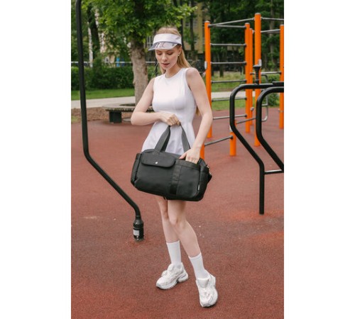 Сумка дорожная HEIKKI HANDY (ХЕЙКИ), карман на молнии, багажная лента, черная, 38х16х25 см, 273874