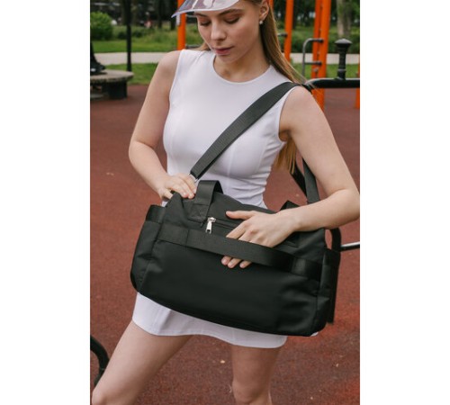 Сумка дорожная HEIKKI HANDY (ХЕЙКИ), карман на молнии, багажная лента, черная, 38х16х25 см, 273874