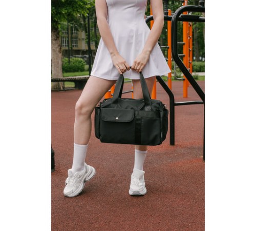 Сумка дорожная HEIKKI HANDY (ХЕЙКИ), карман на молнии, багажная лента, черная, 38х16х25 см, 273874