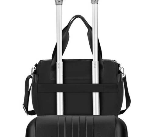 Сумка дорожная HEIKKI HANDY (ХЕЙКИ), карман на молнии, багажная лента, черная, 38х16х25 см, 273874