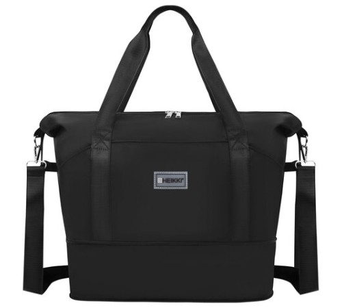 Сумка дорожная HEIKKI EXPAND (ХЕЙКИ), трансформер, багажная лента, черная, 40,5х23х42 см, 273875