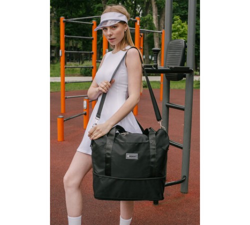 Сумка дорожная HEIKKI EXPAND (ХЕЙКИ), трансформер, багажная лента, черная, 40,5х23х42 см, 273875