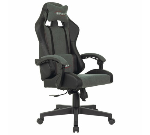 Кресло компьютерное BRABIX "Striker GM-121", синхромеханизм, 2 подушки, экокожа/велюр, черное/серое, 532961