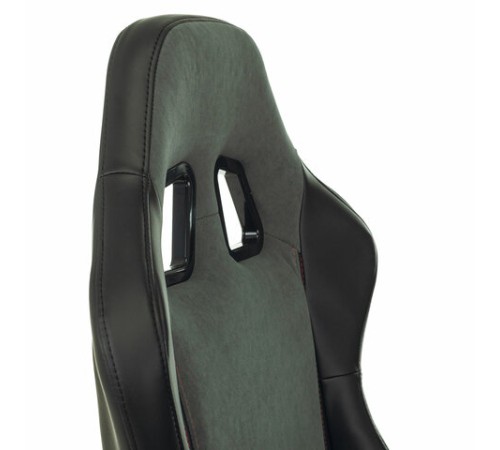 Кресло компьютерное BRABIX "Striker GM-121", синхромеханизм, 2 подушки, экокожа/велюр, черное/серое, 532961