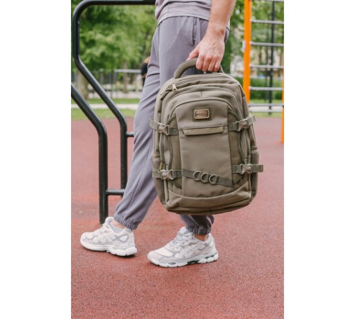 Рюкзак HEIKKI DESERTED (ХЕЙКИ) универсальный, 3 отделения, эргономичный, багажная лента, хаки, 47х33х17 см, 273877