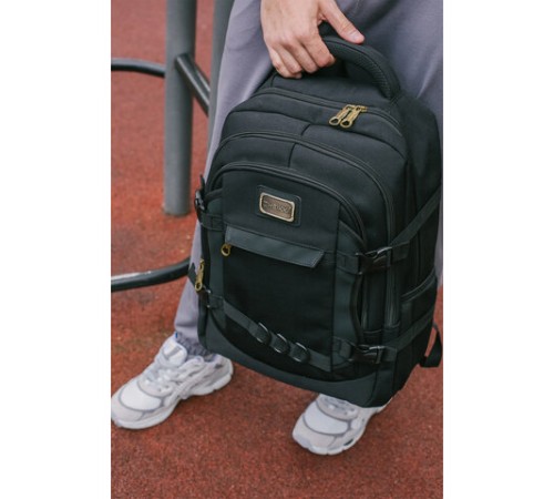 Рюкзак HEIKKI DESERTED (ХЕЙКИ) универсальный, 3 отделения, эргономичный, багажная лента, черный, 47х33х17 см, 273878