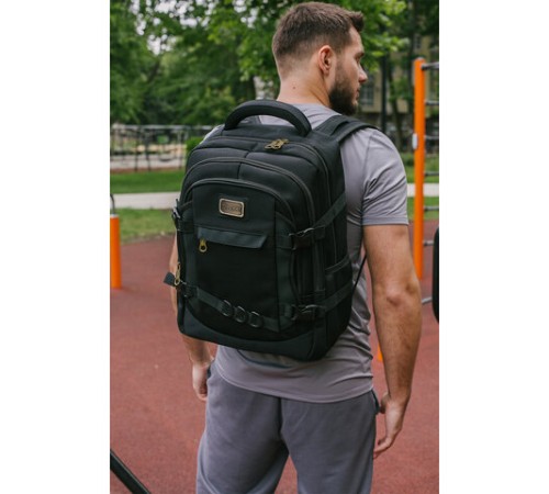 Рюкзак HEIKKI DESERTED (ХЕЙКИ) универсальный, 3 отделения, эргономичный, багажная лента, черный, 47х33х17 см, 273878