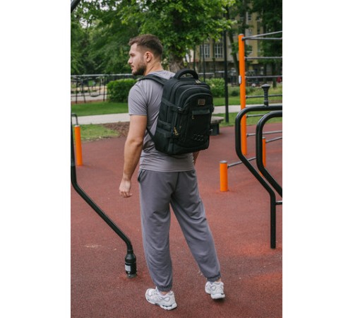 Рюкзак HEIKKI DESERTED (ХЕЙКИ) универсальный, 3 отделения, эргономичный, багажная лента, черный, 47х33х17 см, 273878