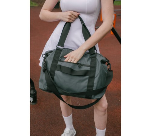 Сумка спортивная HEIKKI QUICK MOVE (ХЕЙКИ), карман на молнии, багажная лента, серая, 41х32х15 см, 273879