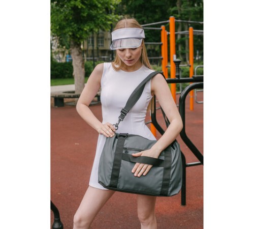 Сумка спортивная HEIKKI QUICK MOVE (ХЕЙКИ), карман на молнии, багажная лента, серая, 41х32х15 см, 273879