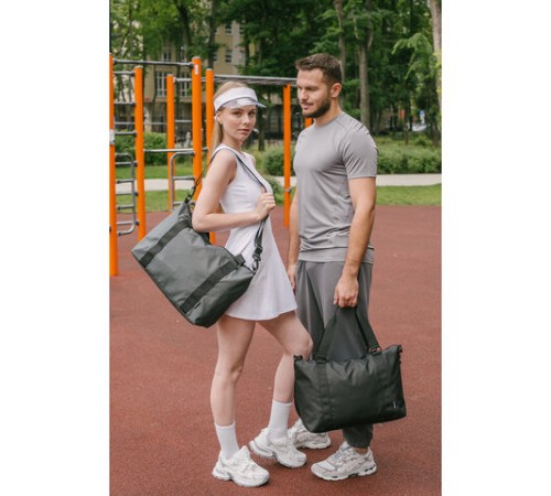 Сумка спортивная HEIKKI QUICK MOVE (ХЕЙКИ), карман на молнии, багажная лента, серая, 41х32х15 см, 273879