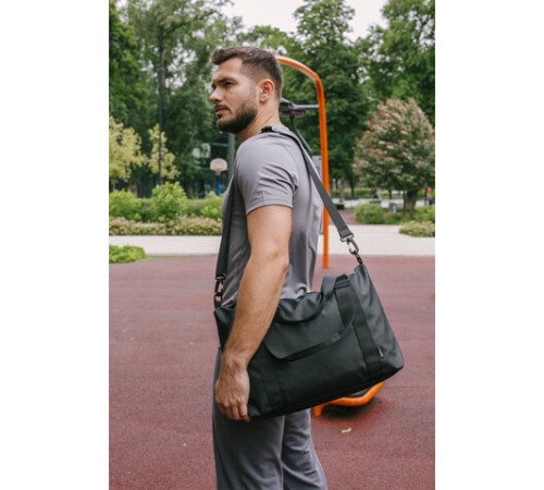 Сумка спортивная HEIKKI QUICK MOVE (ХЕЙКИ), карман на молнии, багажная лента, черная, 41х32х15 см, 273880