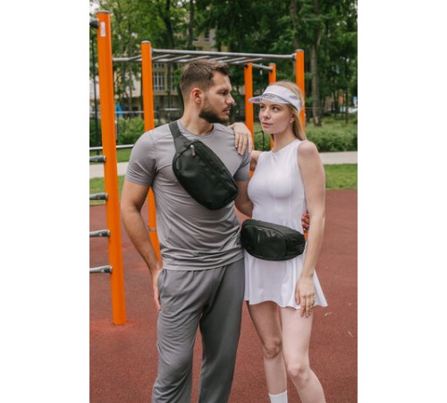 Сумка на пояс HEIKKI RIO (ХЕЙКИ) регулируемый ремень, черная, 28х16х9 см, 273886