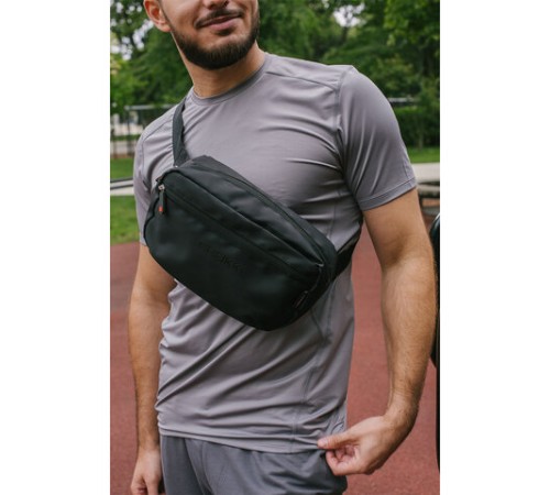 Сумка на пояс HEIKKI RIO (ХЕЙКИ) регулируемый ремень, черная, 28х16х9 см, 273886