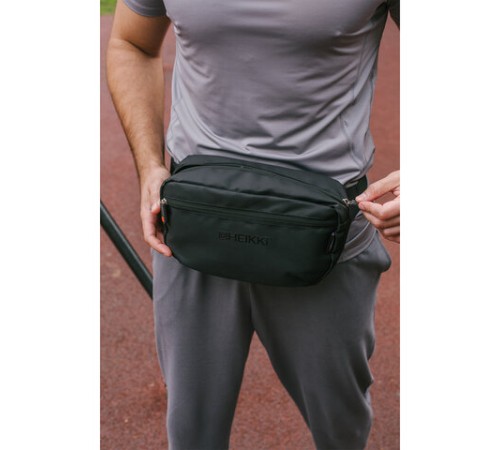 Сумка на пояс HEIKKI RIO (ХЕЙКИ) регулируемый ремень, черная, 28х16х9 см, 273886