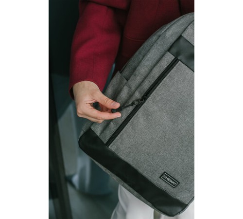 Рюкзак HEIKKI PLANE (ХЕЙКИ) универсальный, отделение для ноутбука, серый, 42х30х14 см, 273887