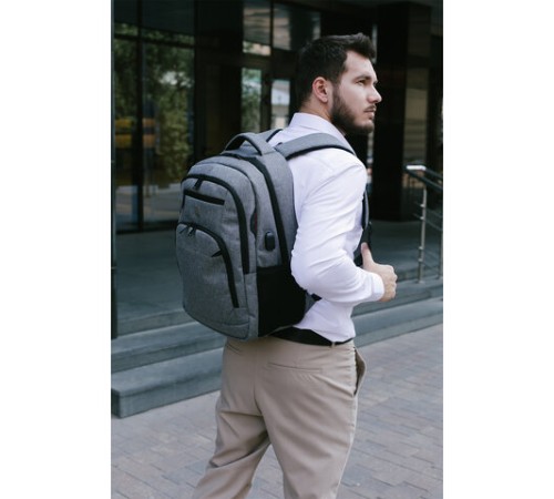 Рюкзак HEIKKI SECURE (ХЕЙКИ) универсальный, отделение для ноутбука, серый, 46x31x19 см, 273895