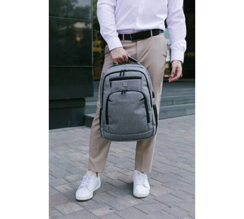 Рюкзак HEIKKI SECURE (ХЕЙКИ) универсальный, отделение для ноутбука, серый, 46x31x19 см, 273895