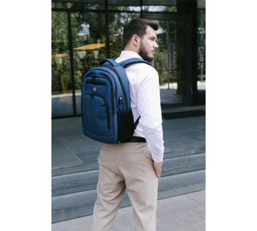 Рюкзак HEIKKI SECURE (ХЕЙКИ) универсальный, отделение для ноутбука, синий, 46x31x19 см, 273896