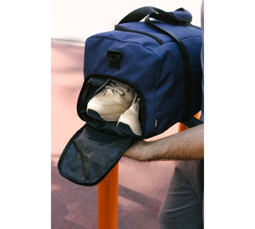 Сумка спортивная HEIKKI MOVE PLUS (ХЕЙКИ), отделение для обуви, синяя, 28х50х23 см, 273897