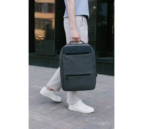 Рюкзак HEIKKI PANEL (ХЕЙКИ), отделение для ноутбука, USB-порт, серый, 44x30x13 см, 273903