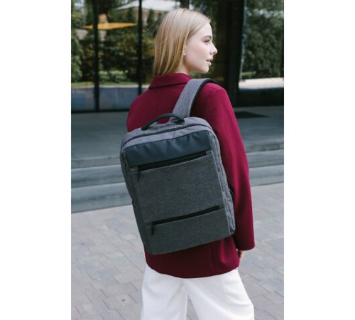 Рюкзак HEIKKI PANEL (ХЕЙКИ), отделение для ноутбука, USB-порт, серый, 44x30x13 см, 273903