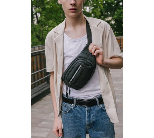 Сумка на пояс HEIKKI PROMPT (ХЕЙКИ), 2 отделения, регулируемый ремень, светоотражающие элементы, черная, 35х14х4см, 273922