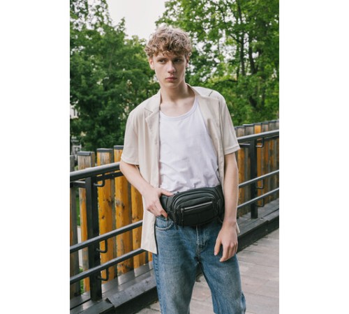 Сумка на пояс HEIKKI PROMPT (ХЕЙКИ), 2 отделения, регулируемый ремень, светоотражающие элементы, черная, 35х14х4см, 273922